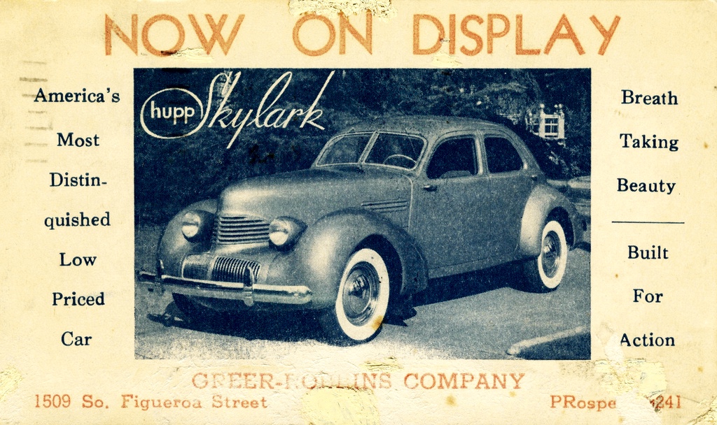 1940 Hupmobile Skylark Postcard